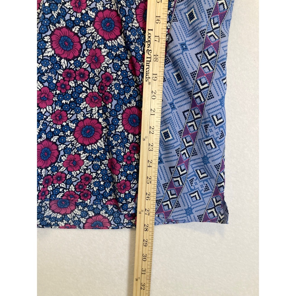 Boho Floral Motherhood Maternity Womens Large Blue Pink Mixed Print Ruffle Top - Picture 6 of 10